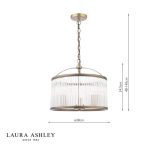 Laura Ashley Sutton 3lt Pendant Matt Antique Brass & Ribbed Glass - Image 5