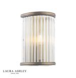 Laura Ashley Sutton Wall Light Matt Antique Brass & Ribbed Glass
