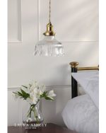 Laura Ashley Theodore Pendant Antique Brass & Ribbed Glass - Image 4