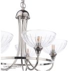 Laura Ashley Wellham 5lt Armed Pendant Polished Nickel & Ribbed Glass - Image 2