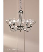 Laura Ashley Wellham 5lt Armed Pendant Polished Nickel & Ribbed Glass - Image 4