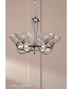 Laura Ashley Wellham 5lt Armed Pendant Polished Nickel & Ribbed Glass - Image 5