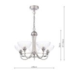Laura Ashley Wellham 5lt Armed Pendant Polished Nickel & Ribbed Glass - Image 6