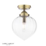 Laura Ashley Whitham Ceiling Light Antique Brass & Ribbed Glass