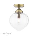 Laura Ashley Whitham Ceiling Light Antique Brass & Ribbed Glass