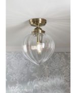 Laura Ashley Whitham Ceiling Light Antique Brass & Ribbed Glass - Image 4