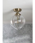 Laura Ashley Whitham Ceiling Light Antique Brass & Ribbed Glass - Image 5