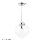 Laura Ashley Whitham Pendant Polished Nickel & Ribbed Glass