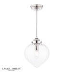 Laura Ashley Whitham Pendant Polished Nickel & Ribbed Glass