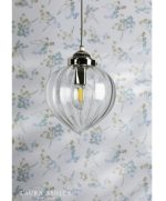 Laura Ashley Whitham Pendant Polished Nickel & Ribbed Glass - Image 5