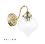 Laura Ashley Whitham Wall Light Antique Brass & Ribbed Glass