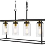 Abel 4lt Bar Pendant Satin Black & Glass - Image 2