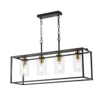 Abel 4lt Bar Pendant Satin Black & Glass
