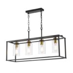 Abel 4lt Bar Pendant Satin Black & Glass