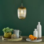 Abrielle Pendant Brushed Bronze & Amber Ribbed Glass - Image 5