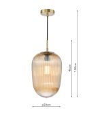 Abrielle Pendant Brushed Bronze & Amber Ribbed Glass - Image 7