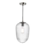 Abrielle Pendant Polished Nickel & Ribbed Glass