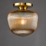 Abrielle Flush Brushed Bronze & Amber Ribbed Glass - Image 4