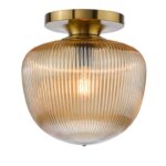 Abrielle Flush Brushed Bronze & Amber Ribbed Glass