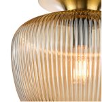 Abrielle Flush Brushed Bronze & Amber Ribbed Glass - Image 2