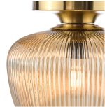 Abrielle Flush Brushed Bronze & Amber Ribbed Glass - Image 3