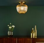 Abrielle Flush Brushed Bronze & Amber Ribbed Glass - Image 5