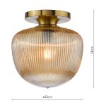 Abrielle Flush Brushed Bronze & Amber Ribbed Glass - Image 7