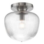 Abrielle Flush Polished Nickel & Ribbed Glass