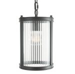 Bianka Pendant Matt Black & Ribbed Glass - Image 2