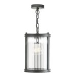 Bianka Pendant Matt Black & Ribbed Glass