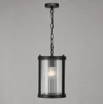 Bianka Pendant Matt Black & Ribbed Glass - Image 4