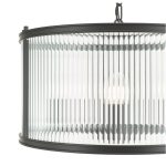 Bianka 3lt Pendant Matt Black & Ribbed Glass - Image 2