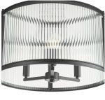 Bianka 3lt Pendant Matt Black & Ribbed Glass - Image 3