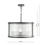 Bianka 3lt Pendant Matt Black & Ribbed Glass - Image 5