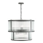 Bianka 6lt Pendant Matt Black & Ribbed Glass
