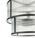 Bianka 6lt Pendant Matt Black & Ribbed Glass - Image 3