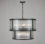 Bianka 6lt Pendant Matt Black & Ribbed Glass - Image 4