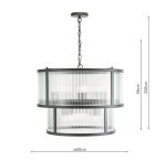 Bianka 6lt Pendant Matt Black & Ribbed Glass - Image 5