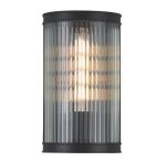 Bianka Wall Light Matt Black & Ribbed Glass - Image 2