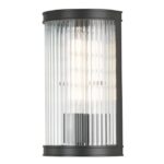 Bianka Wall Light Matt Black & Ribbed Glass
