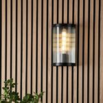 Bianka Wall Light Matt Black & Ribbed Glass - Image 3