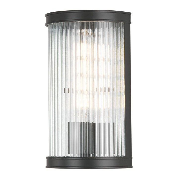 BIA0722 Bianka Wall Light Matt Black & Ribbed Glass - Image 1