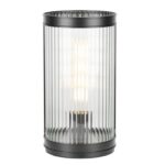 Bianka Table Lamp Matt Black & Ribbed Glass