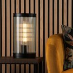 Bianka Table Lamp Matt Black & Ribbed Glass - Image 3