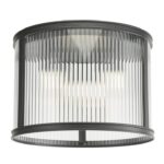 Bianka 3lt Flush Matt Black & Ribbed Glass