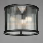Bianka 3lt Flush Matt Black & Ribbed Glass - Image 3