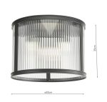 Bianka 3lt Flush Matt Black & Ribbed Glass - Image 4