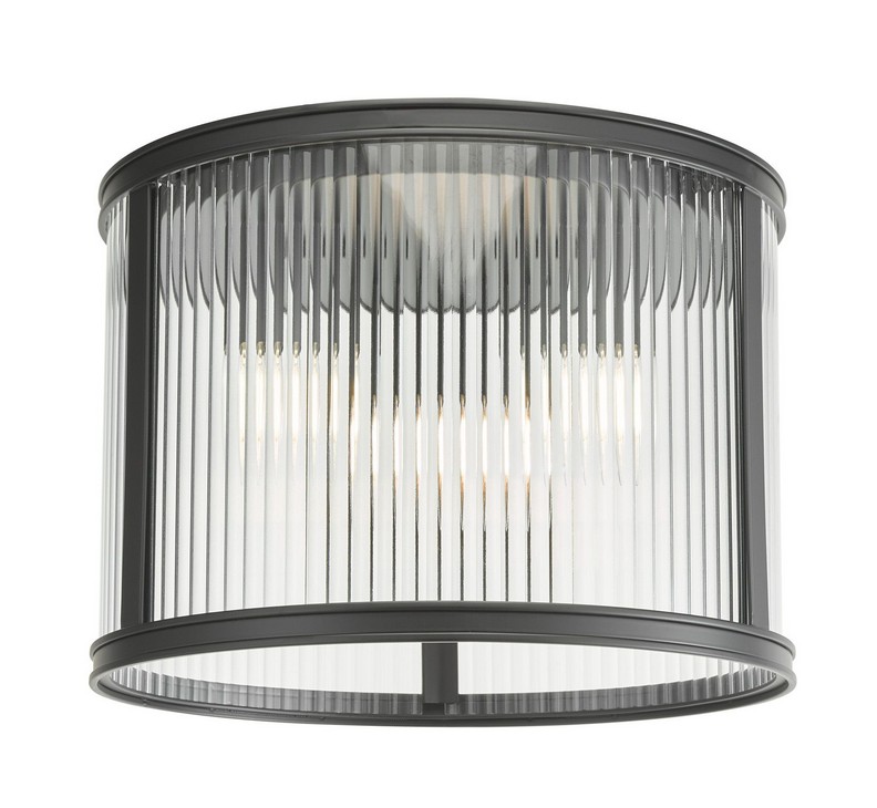BIA5322 Bianka 3lt Flush Matt Black & Ribbed Glass - Image 1