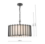 Cagliari 4lt Armed Pendant Matt Black & Ivory - Image 5