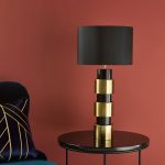 Elwyn Table Lamp Satin Gold & Satin Black With Shade - Image 5